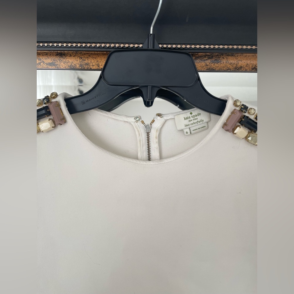 Kate Spade White Blouse with Embellished Shoulders - Picture 3 of 4
